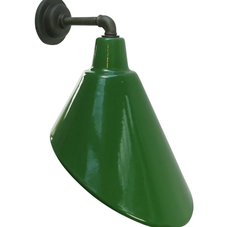Best Pamono Vintage Industrial Cast Iron and Green Enamel Wall Sconce