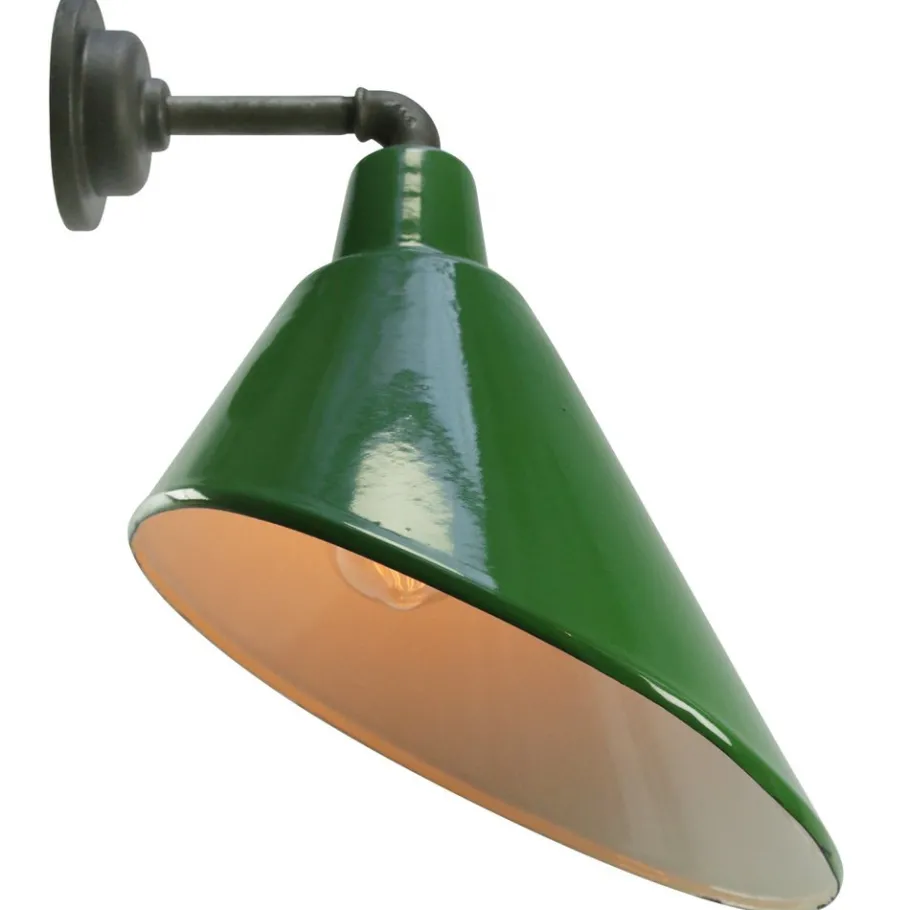 Best Pamono Vintage Industrial Cast Iron and Green Enamel Wall Sconce
