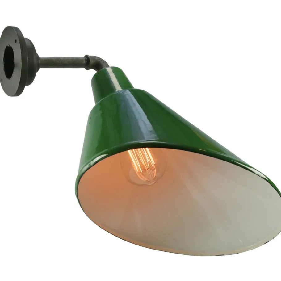 Best Pamono Vintage Industrial Cast Iron and Green Enamel Wall Sconce