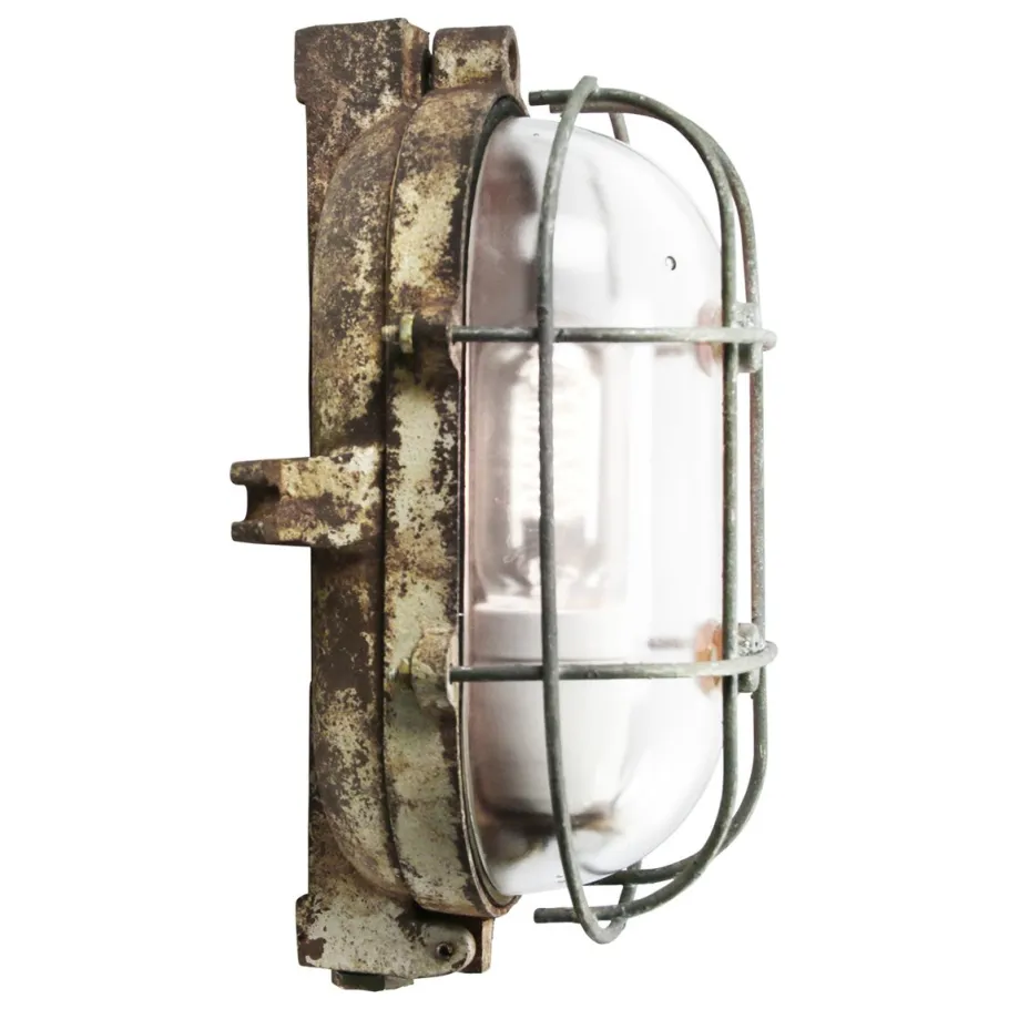 Pamono Vintage Industrial Cast Iron and Clear Glass Wall Lamps from Industria Rotterdam