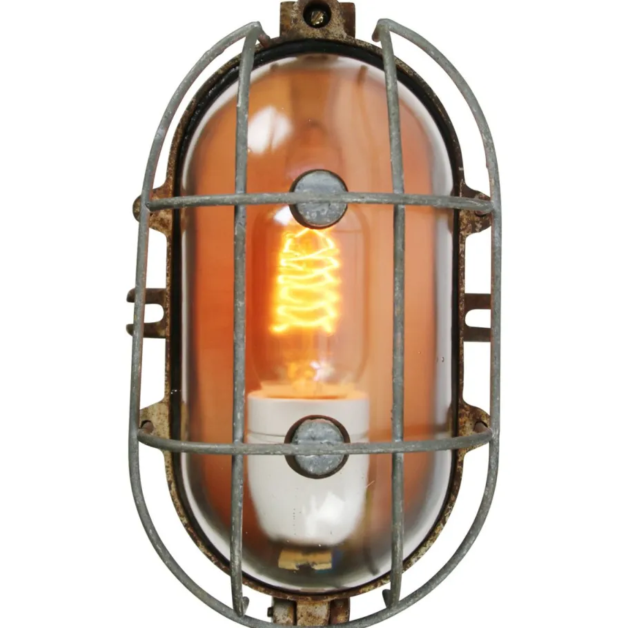 Pamono Vintage Industrial Cast Iron and Clear Glass Wall Lamps from Industria Rotterdam
