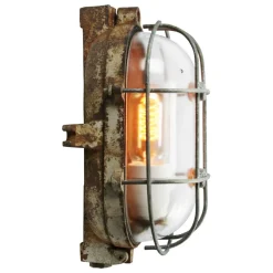 Pamono Vintage Industrial Cast Iron and Clear Glass Wall Lamps from Industria Rotterdam