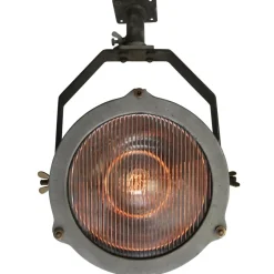 Hot Pamono Vintage Industrial Clear Striped Glass Wall Ceiling Spotlight, 1950s