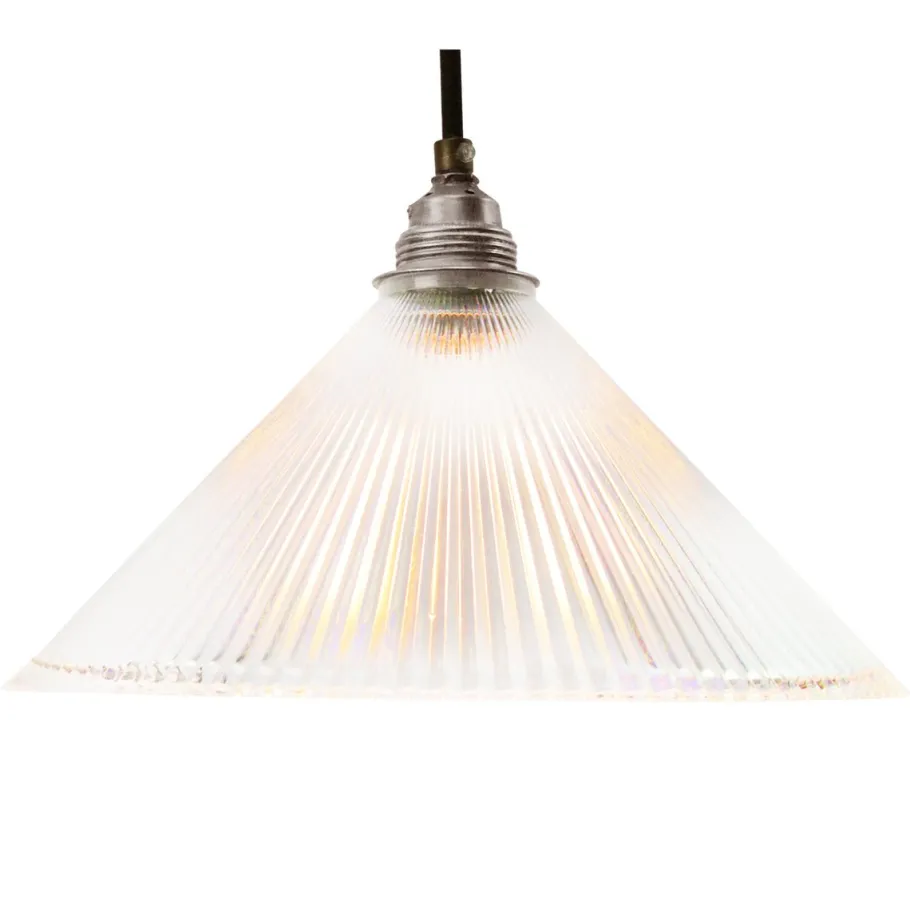 Clearance Pamono Vintage Industrial Clear Glass Pendant Light from Holophane