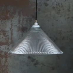 Clearance Pamono Vintage Industrial Clear Glass Pendant Light from Holophane