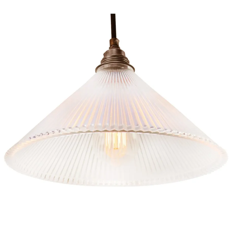 Clearance Pamono Vintage Industrial Clear Glass Pendant Light from Holophane