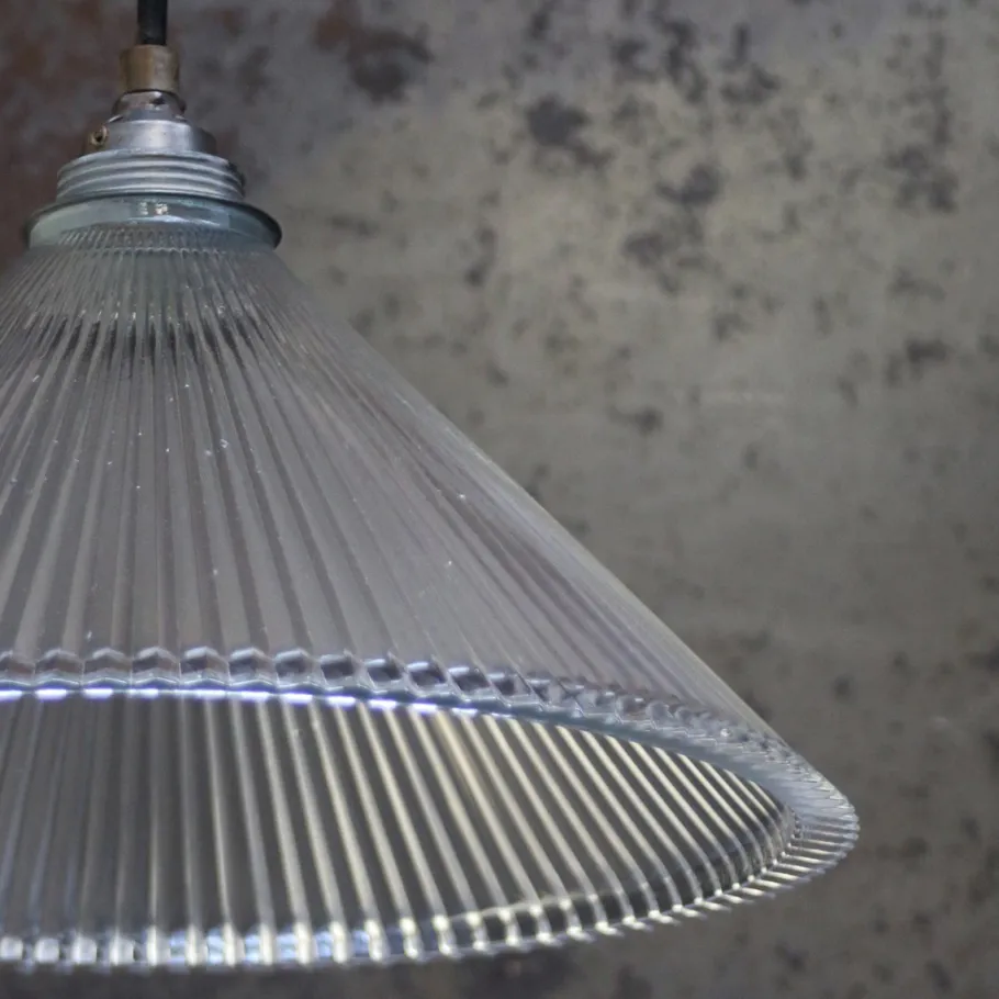 Clearance Pamono Vintage Industrial Clear Glass Pendant Light from Holophane