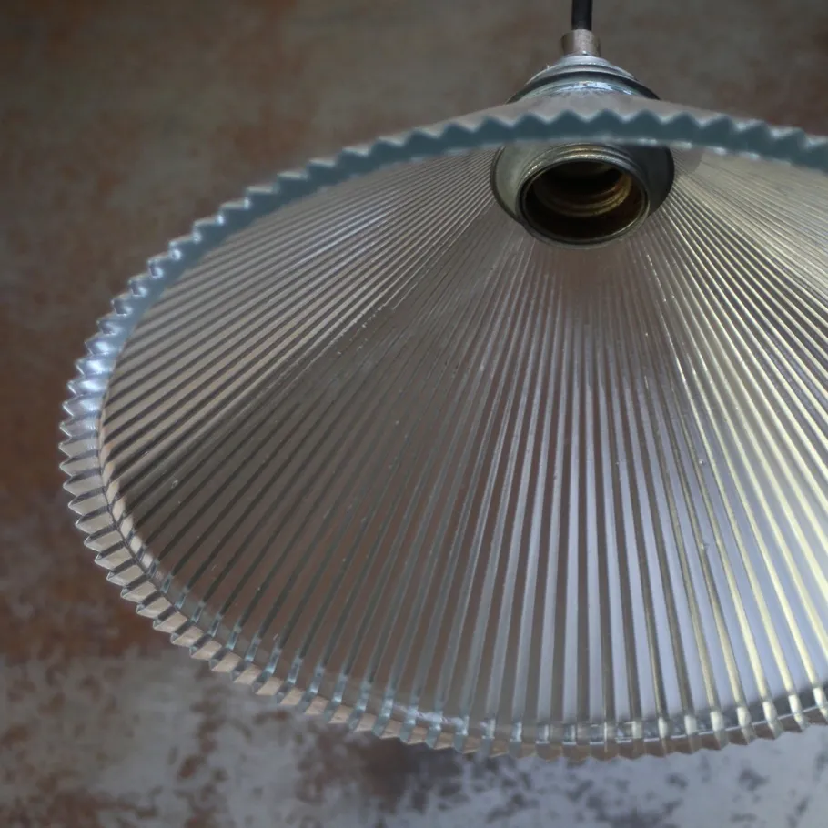 Clearance Pamono Vintage Industrial Clear Glass Pendant Light from Holophane