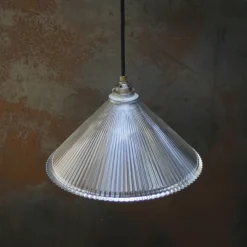 Clearance Pamono Vintage Industrial Clear Glass Pendant Light from Holophane