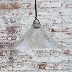 Clearance Pamono Vintage Industrial Clear Glass Pendant Light from Holophane