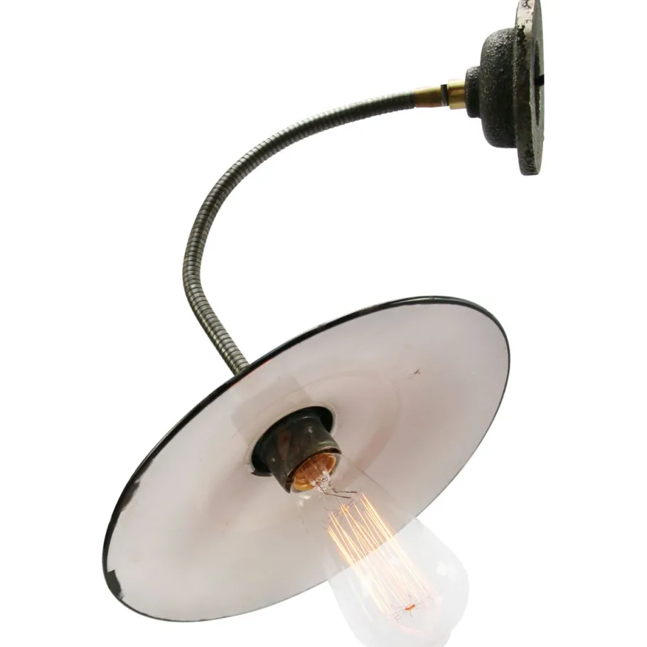 Clearance Pamono Vintage Industrial Dark Blue Enamel Wall Lamp with Flexible Arm