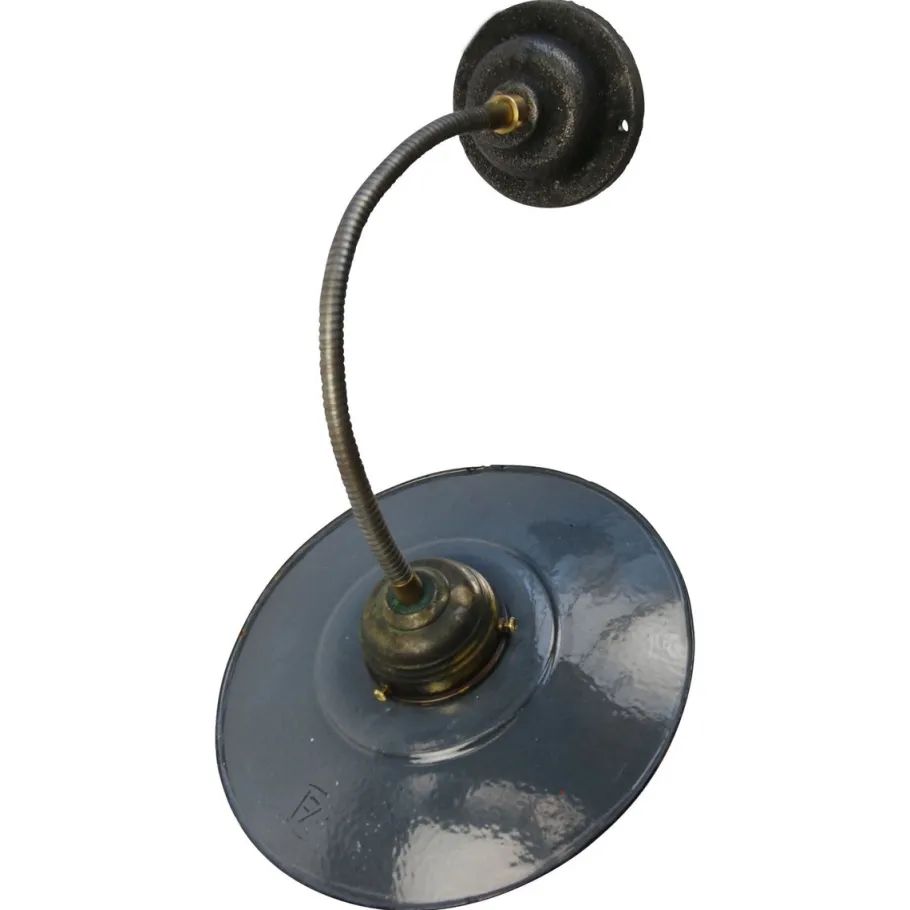 Clearance Pamono Vintage Industrial Dark Blue Enamel Wall Lamp with Flexible Arm
