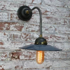 Clearance Pamono Vintage Industrial Dark Blue Enamel Wall Lamp with Flexible Arm