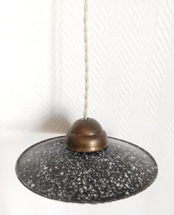 Discount Pamono Vintage Industrial Enamelled Sheet Metal Pendant Lights, 1970s, Set of 2