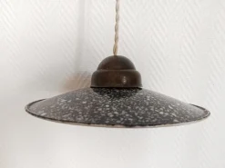 Discount Pamono Vintage Industrial Enamelled Sheet Metal Pendant Lights, 1970s, Set of 2