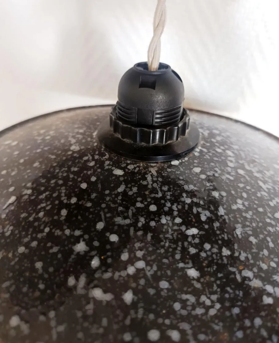 Discount Pamono Vintage Industrial Enamelled Sheet Metal Pendant Lights, 1970s, Set of 2