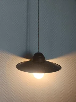 Discount Pamono Vintage Industrial Enamelled Sheet Metal Pendant Lights, 1970s, Set of 2