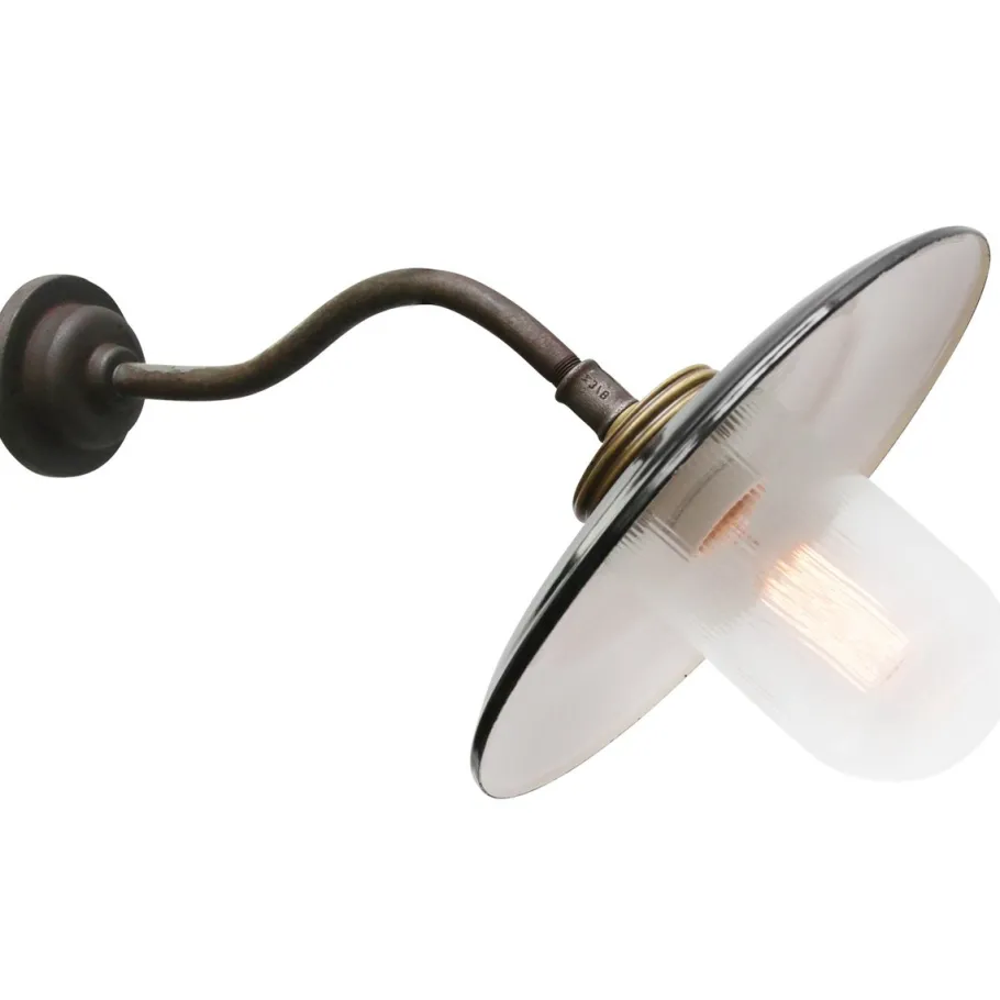 Discount Pamono Vintage Industrial Enamel and Brass Wall Light