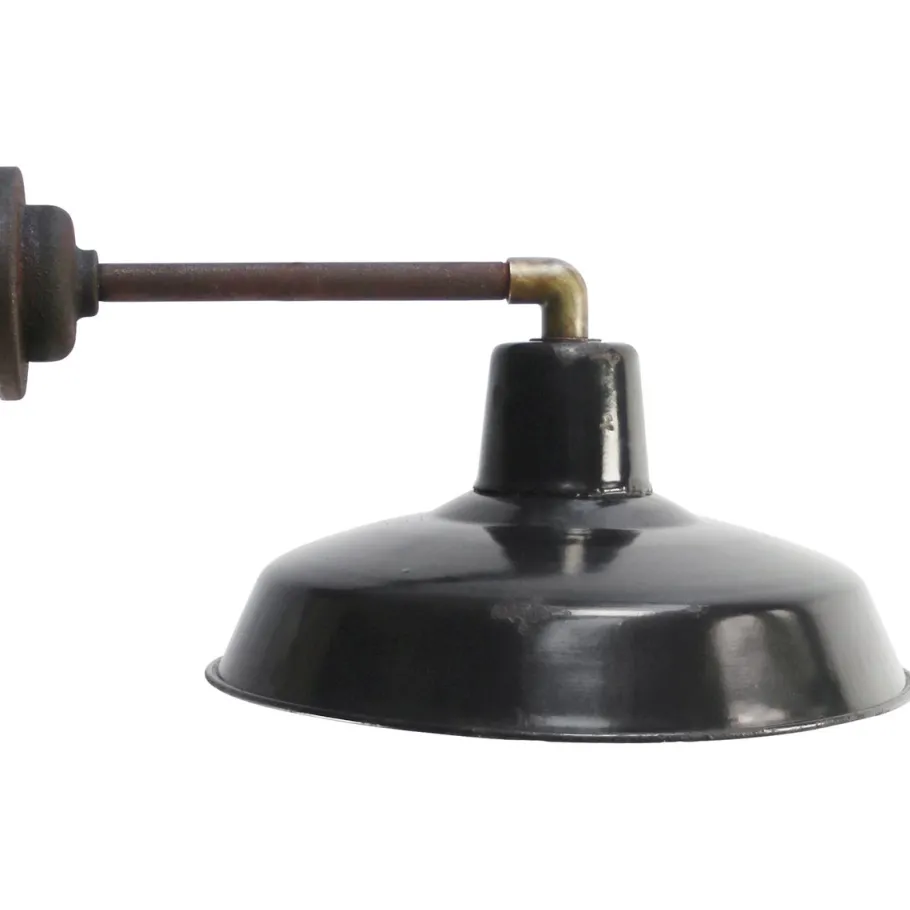 Sale Pamono Vintage Industrial French Wall Light in Black Enamel and Cast Iron