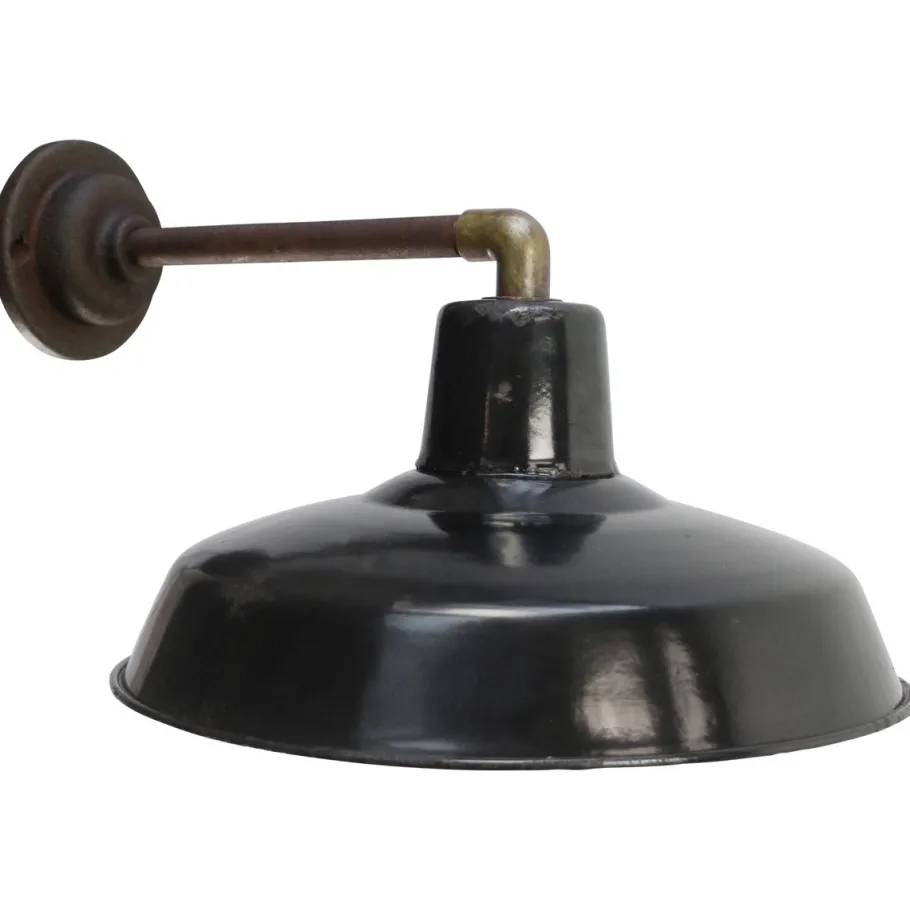 Sale Pamono Vintage Industrial French Wall Light in Black Enamel and Cast Iron