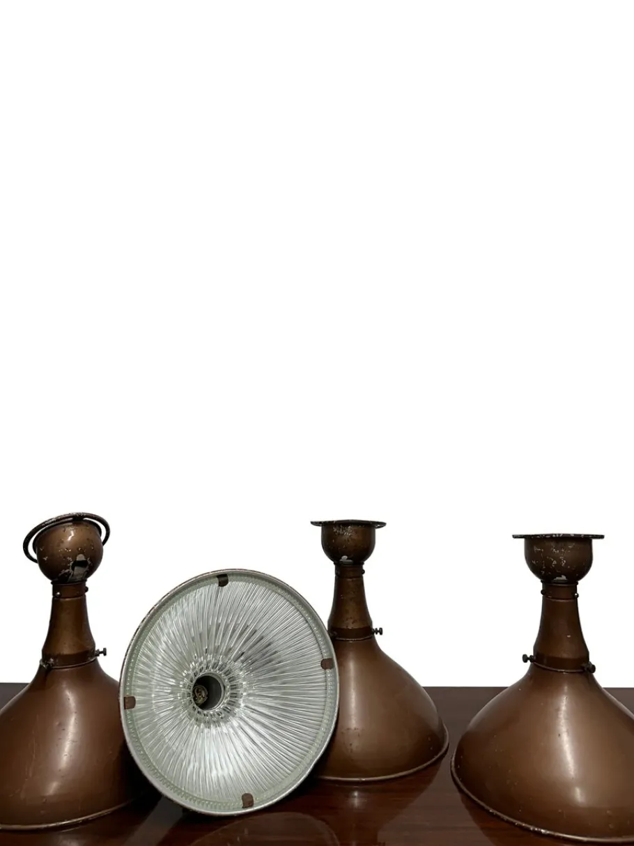 New Pamono Vintage Industrial Glass Enamel Wall or Ceiling Light from Holophane, 1930s