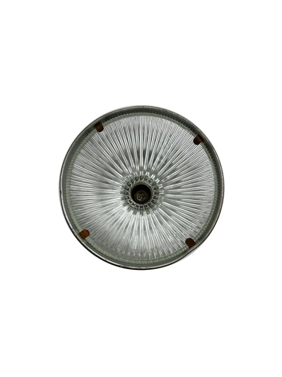 New Pamono Vintage Industrial Glass Enamel Wall or Ceiling Light from Holophane, 1930s