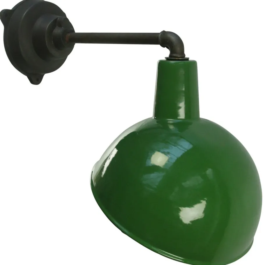 Best Pamono Vintage Industrial Green Enamel Cast Iron Wall Lights, 1950s