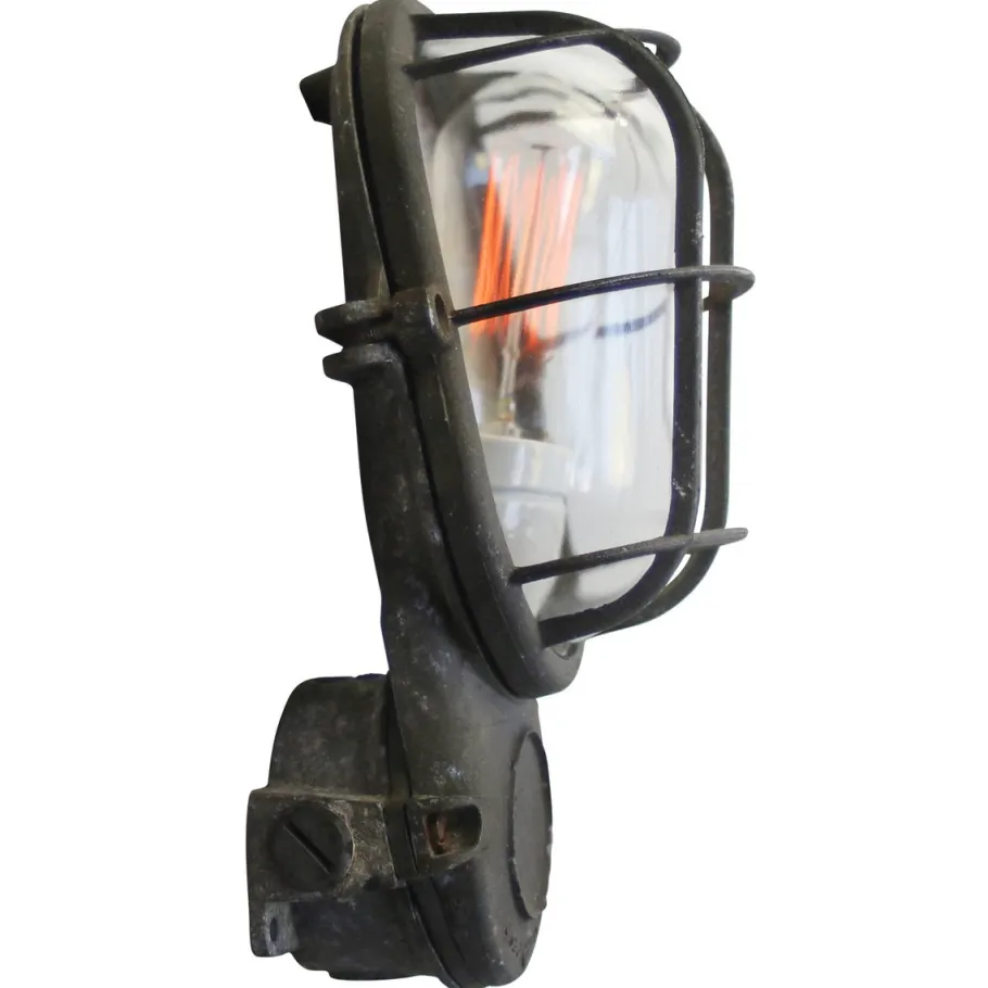 Discount Pamono Vintage Industrial Grey and Clear Glass Wall Lamp from Industria Rotterdam