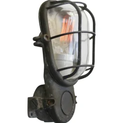 Discount Pamono Vintage Industrial Grey and Clear Glass Wall Lamp from Industria Rotterdam