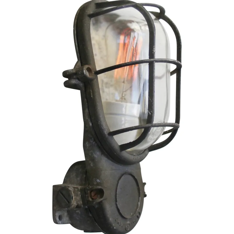 Discount Pamono Vintage Industrial Grey and Clear Glass Wall Lamp from Industria Rotterdam