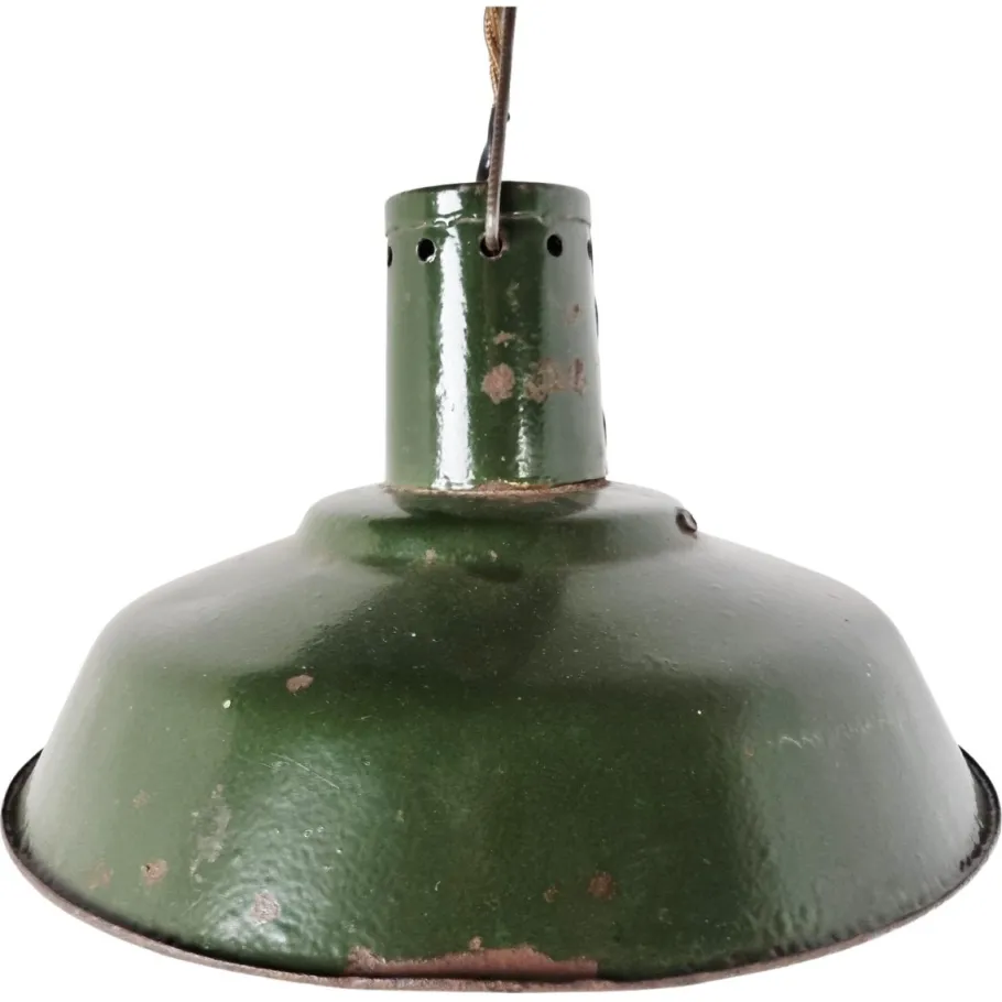 Clearance Pamono Vintage Industrial Pendant Light in Dark Green Enamel, 1960s
