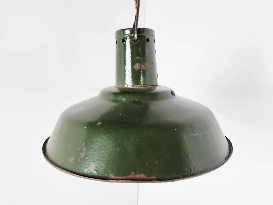 Clearance Pamono Vintage Industrial Pendant Light in Dark Green Enamel, 1960s
