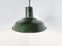Clearance Pamono Vintage Industrial Pendant Light in Dark Green Enamel, 1960s