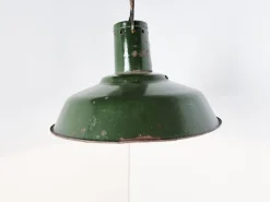 Clearance Pamono Vintage Industrial Pendant Light in Dark Green Enamel, 1960s