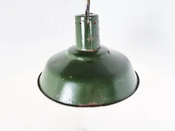 Clearance Pamono Vintage Industrial Pendant Light in Dark Green Enamel, 1960s