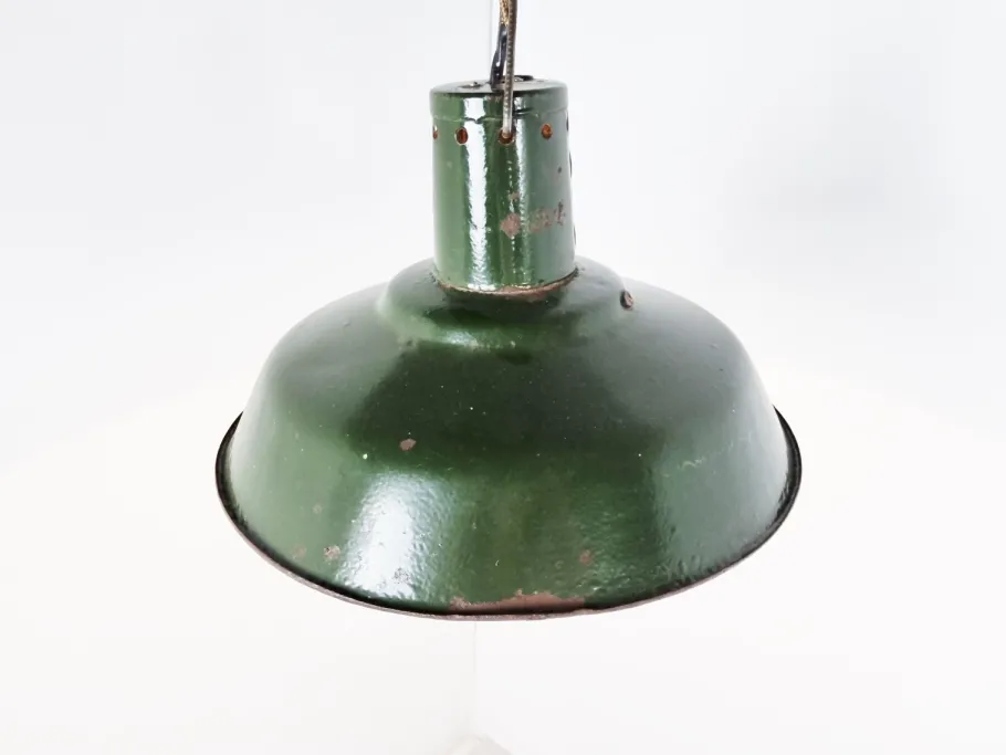 Clearance Pamono Vintage Industrial Pendant Light in Dark Green Enamel, 1960s