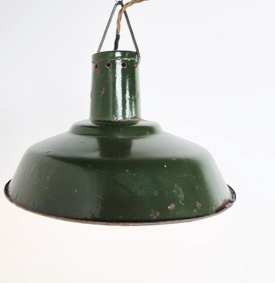 Clearance Pamono Vintage Industrial Pendant Light in Dark Green Enamel, 1960s