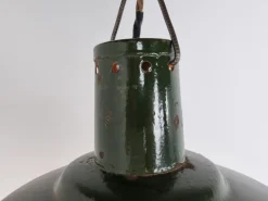 Clearance Pamono Vintage Industrial Pendant Light in Dark Green Enamel, 1960s