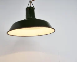 Clearance Pamono Vintage Industrial Pendant Light in Dark Green Enamel, 1960s