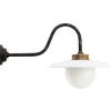 Pamono Vintage Industrial White Enamel, Brass and White Opaline Wall Light