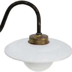 Pamono Vintage Industrial White Enamel, Brass and White Opaline Wall Light