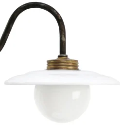 Pamono Vintage Industrial White Enamel, Brass and White Opaline Wall Light