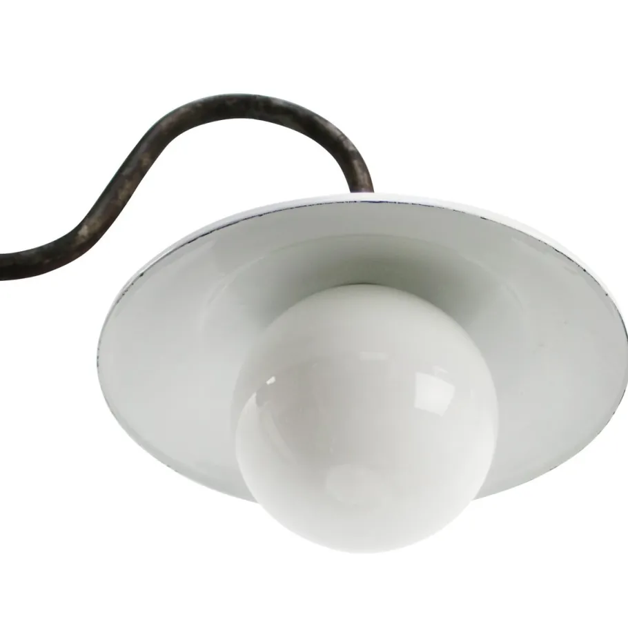Pamono Vintage Industrial White Enamel, Brass and White Opaline Wall Light