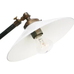 Clearance Pamono Vintage Industrial White Opaline Cast Iron and Brass Floor Lamp