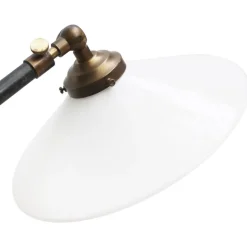 Clearance Pamono Vintage Industrial White Opaline Cast Iron and Brass Floor Lamp