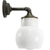 Clearance Pamono Vintage Industrial White Porcelain Opaline Milk Glass Brass Wall Lamp