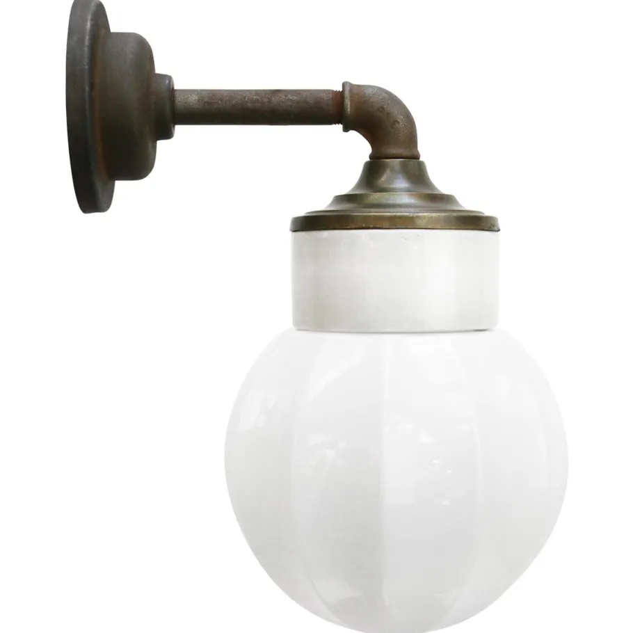 Best Pamono Vintage Industrial White Wall Lamp in Porcelain and Opaline Glass