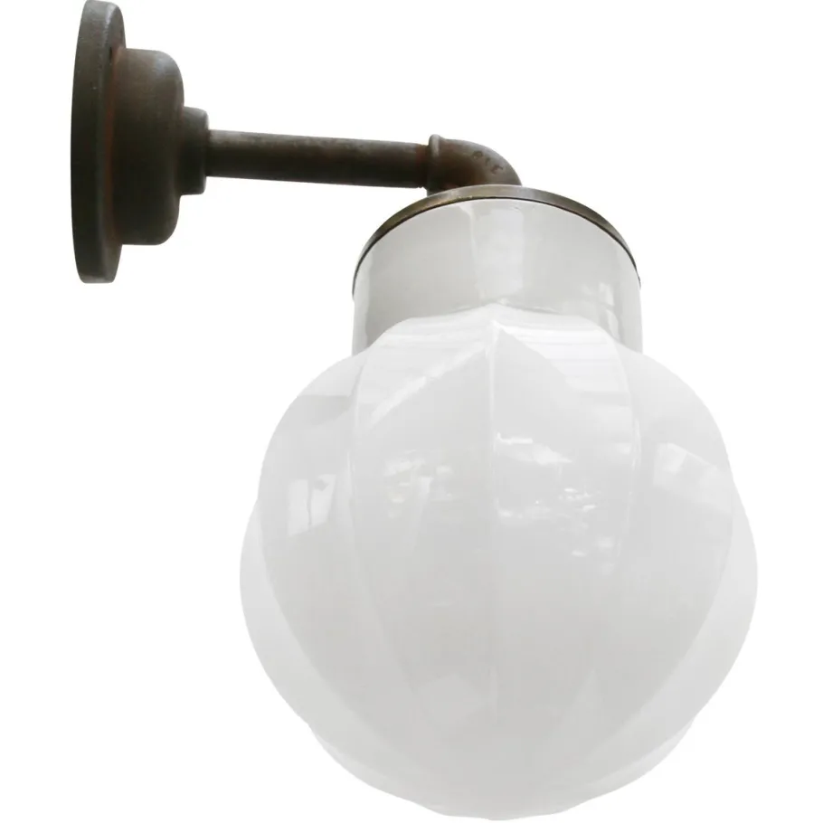 Best Pamono Vintage Industrial White Wall Lamp in Porcelain and Opaline Glass