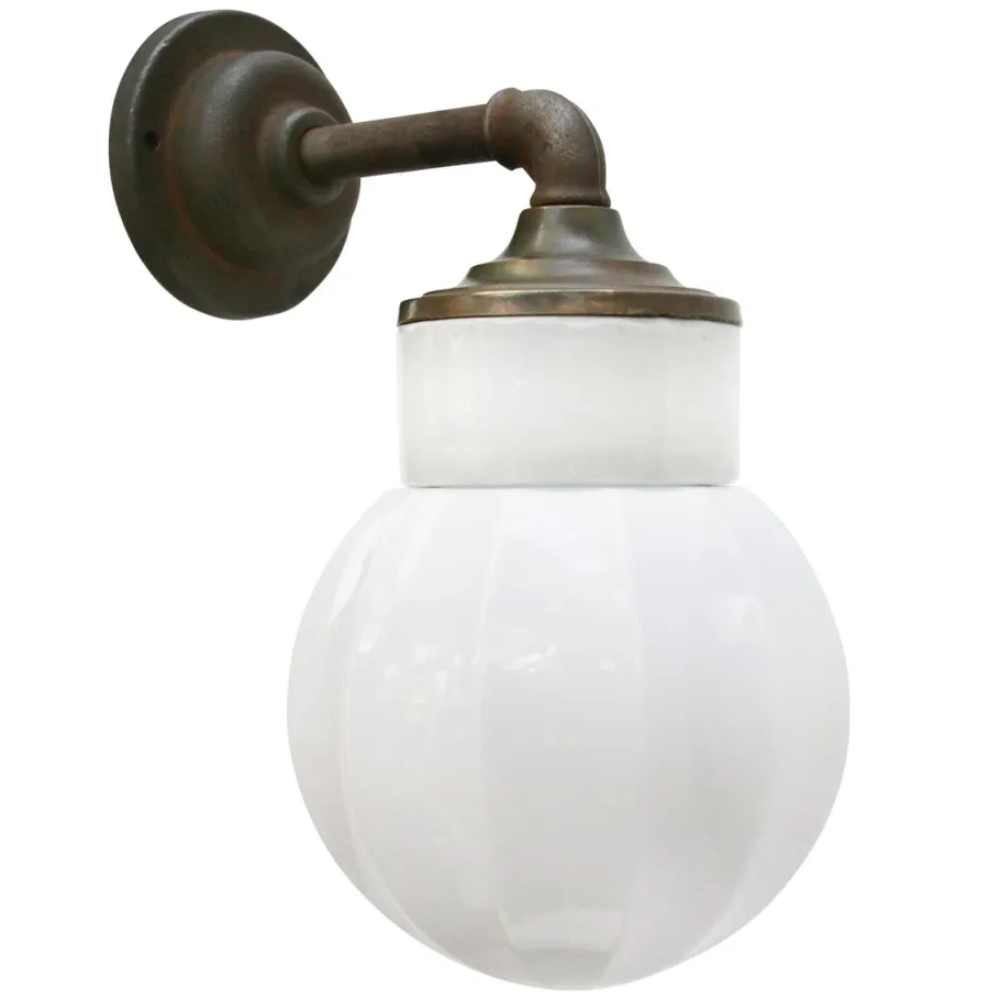 Best Pamono Vintage Industrial White Wall Lamp in Porcelain and Opaline Glass