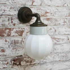Best Pamono Vintage Industrial White Wall Lamp in Porcelain and Opaline Glass